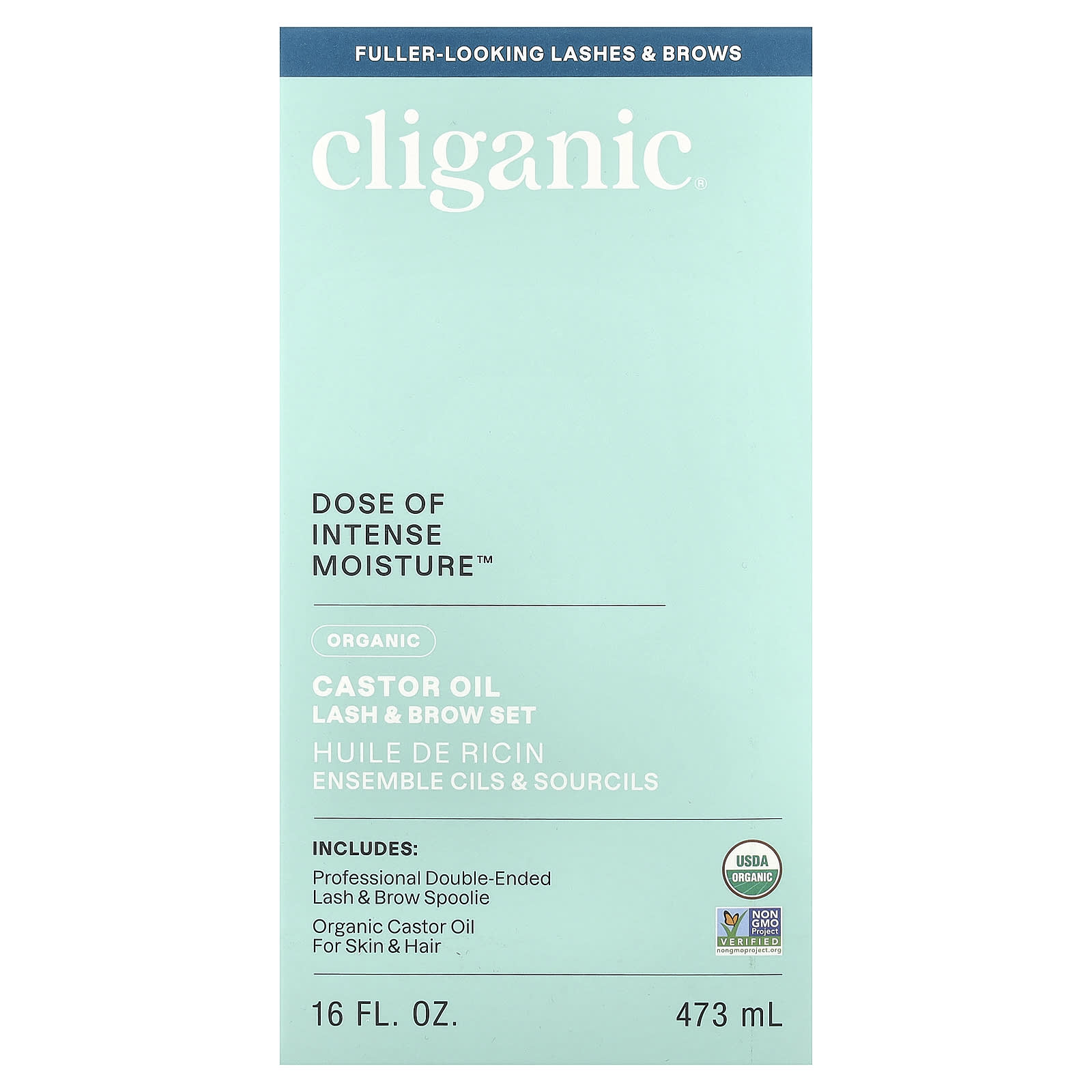 Cliganic USDA Organic Castor Oil Lash & Brow Set - 16 fl oz - Image 2