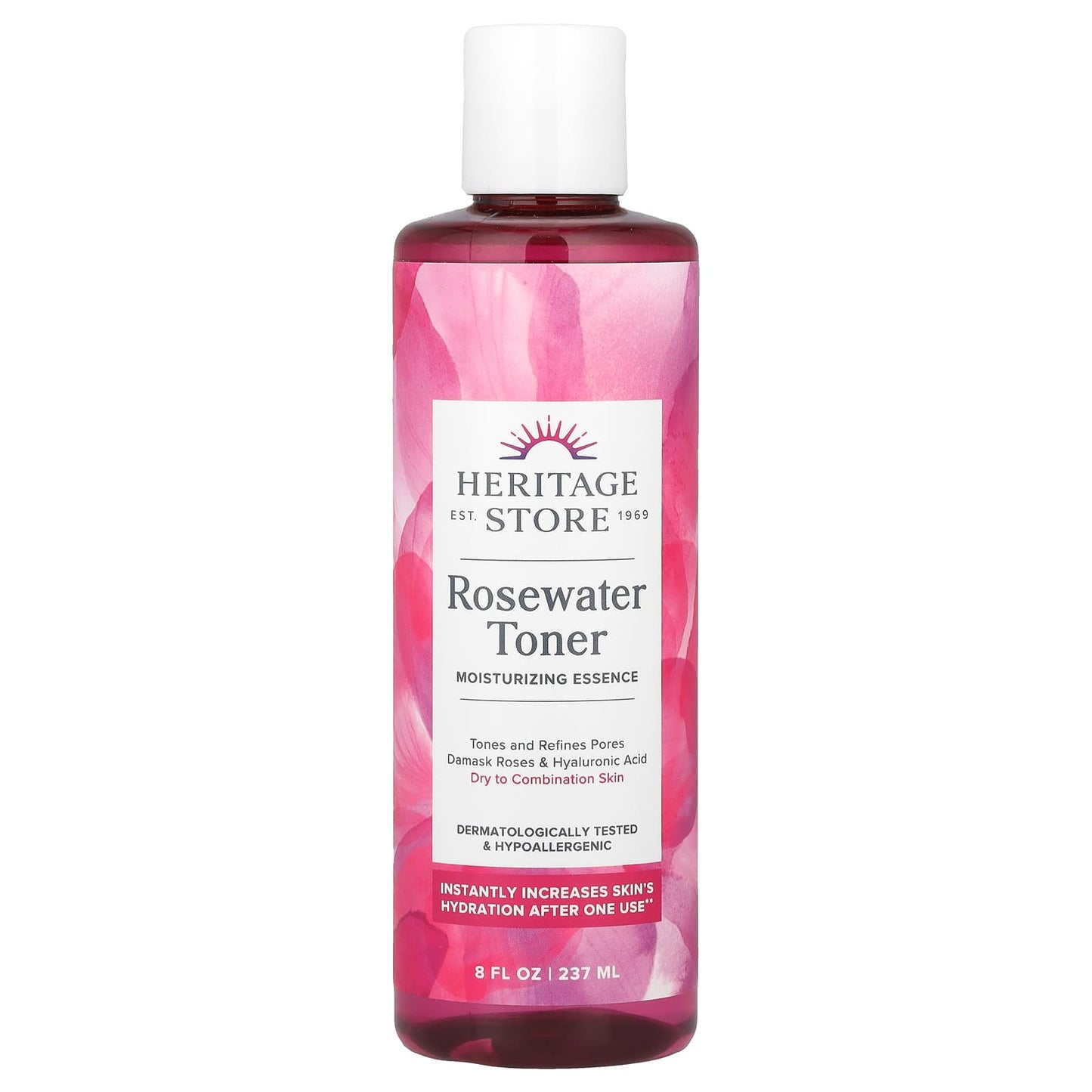 Heritage Store Rosewater Toner, 8 fl oz, Natural Hydration & Refines Pores - Image 1