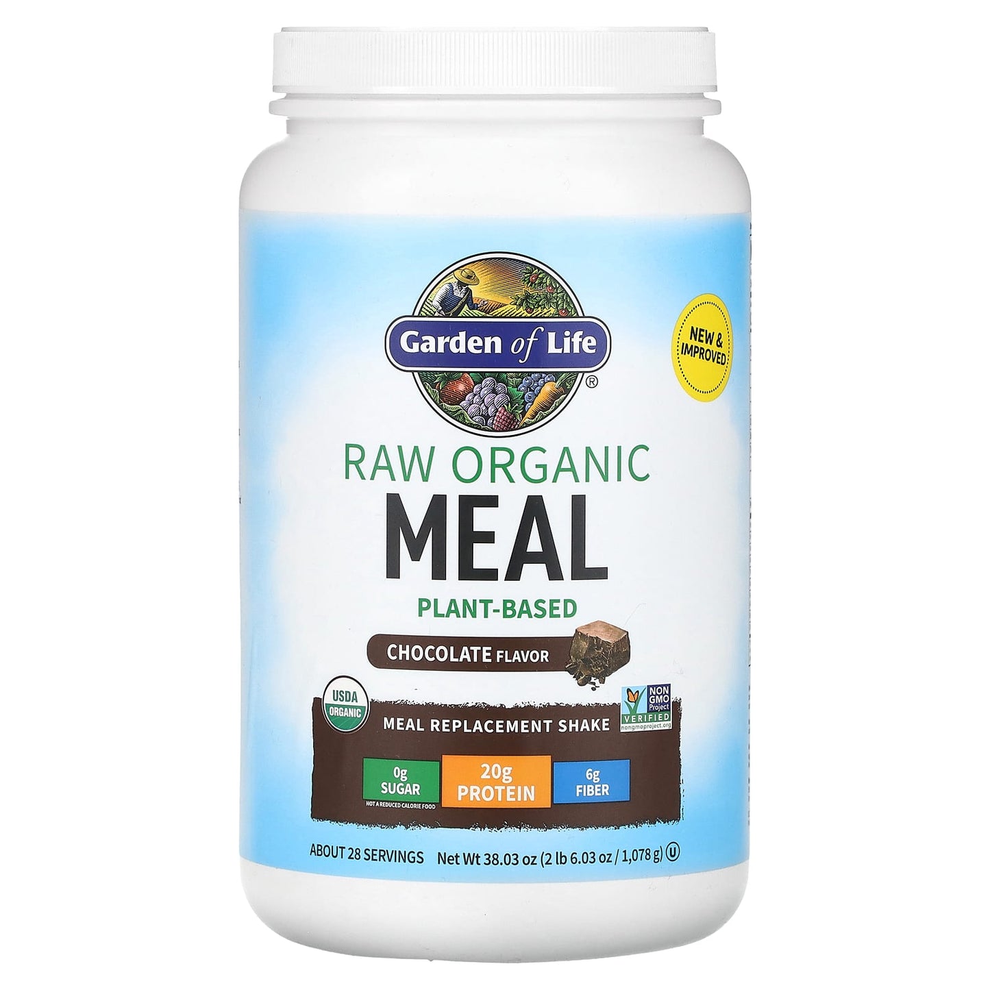 Garden of Life RAW Organic Meal Shake, Chocolate, 38.03 oz (1,078 g) - Image 1