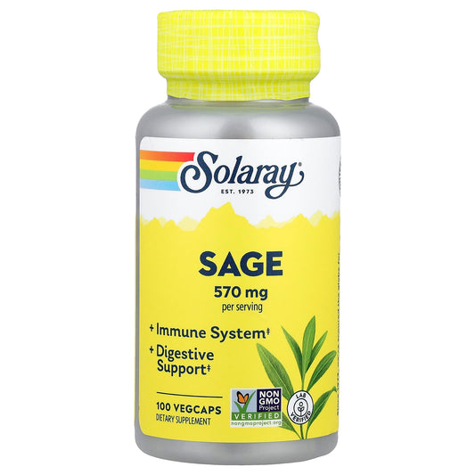 Solaray, Sage, 100 VegCaps (285 mg Per VegCap) - Image 1