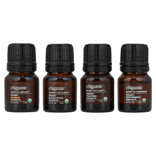 USDA Organic Essential Oil Aromatherapy Set of 4 - Cliganic - Image 1