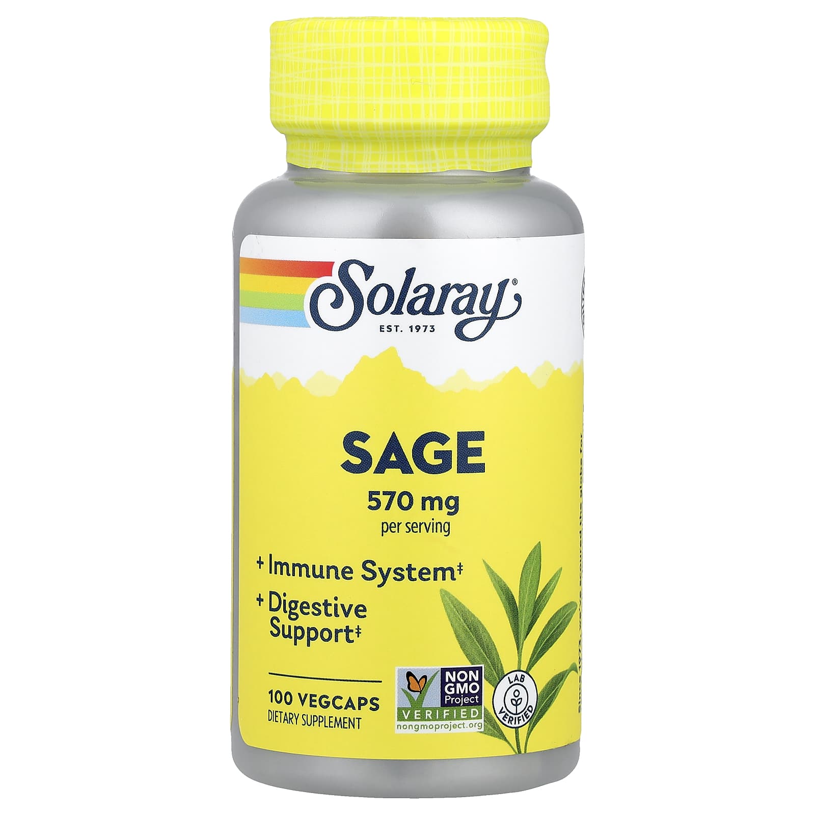 Solaray, Sage, 100 VegCaps (285 mg Per VegCap) - Image 1