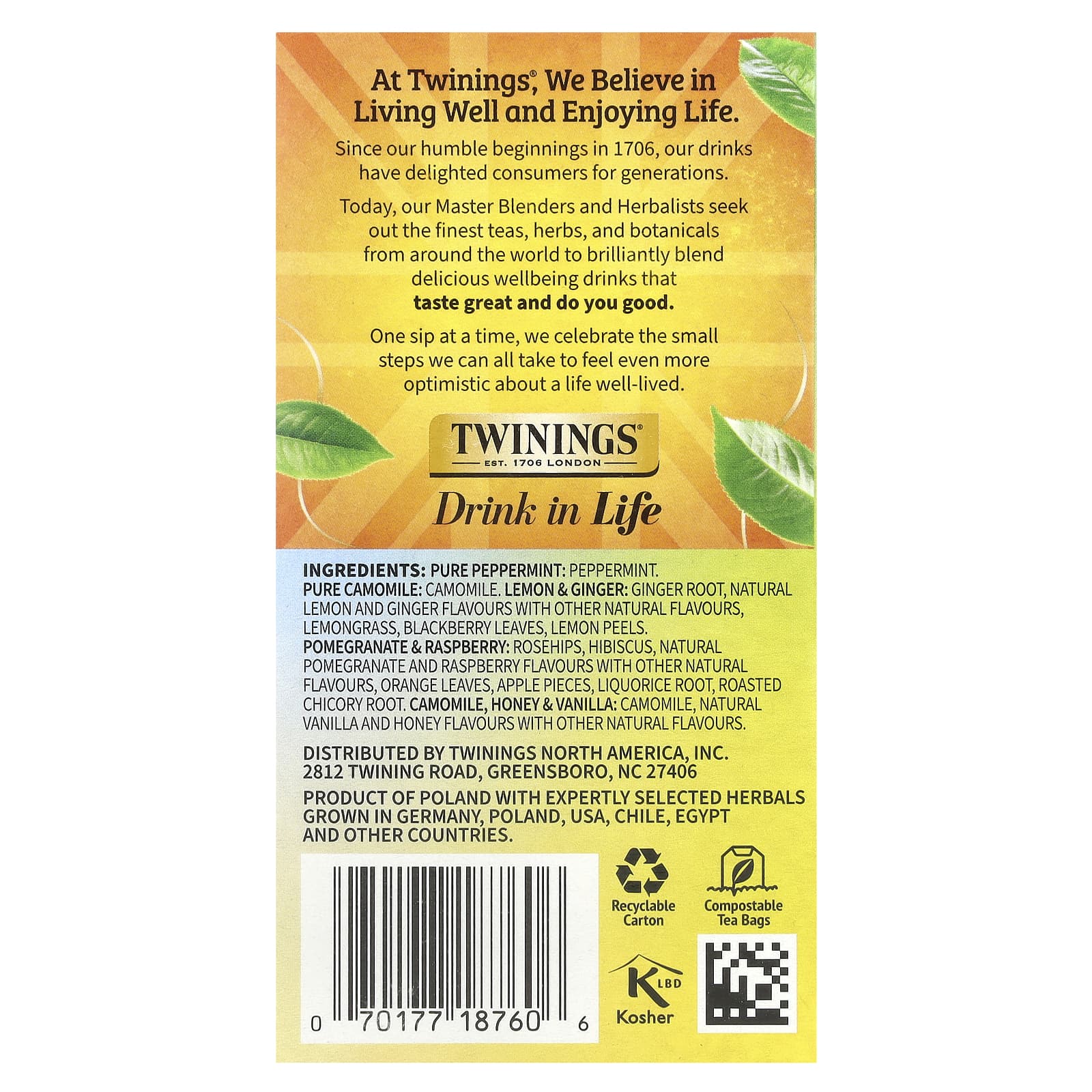Twinings, Herbal Tea Variety Pack, Caffeine Free, 20 Tea Bags, 1.21 oz (34 g) - Image 2