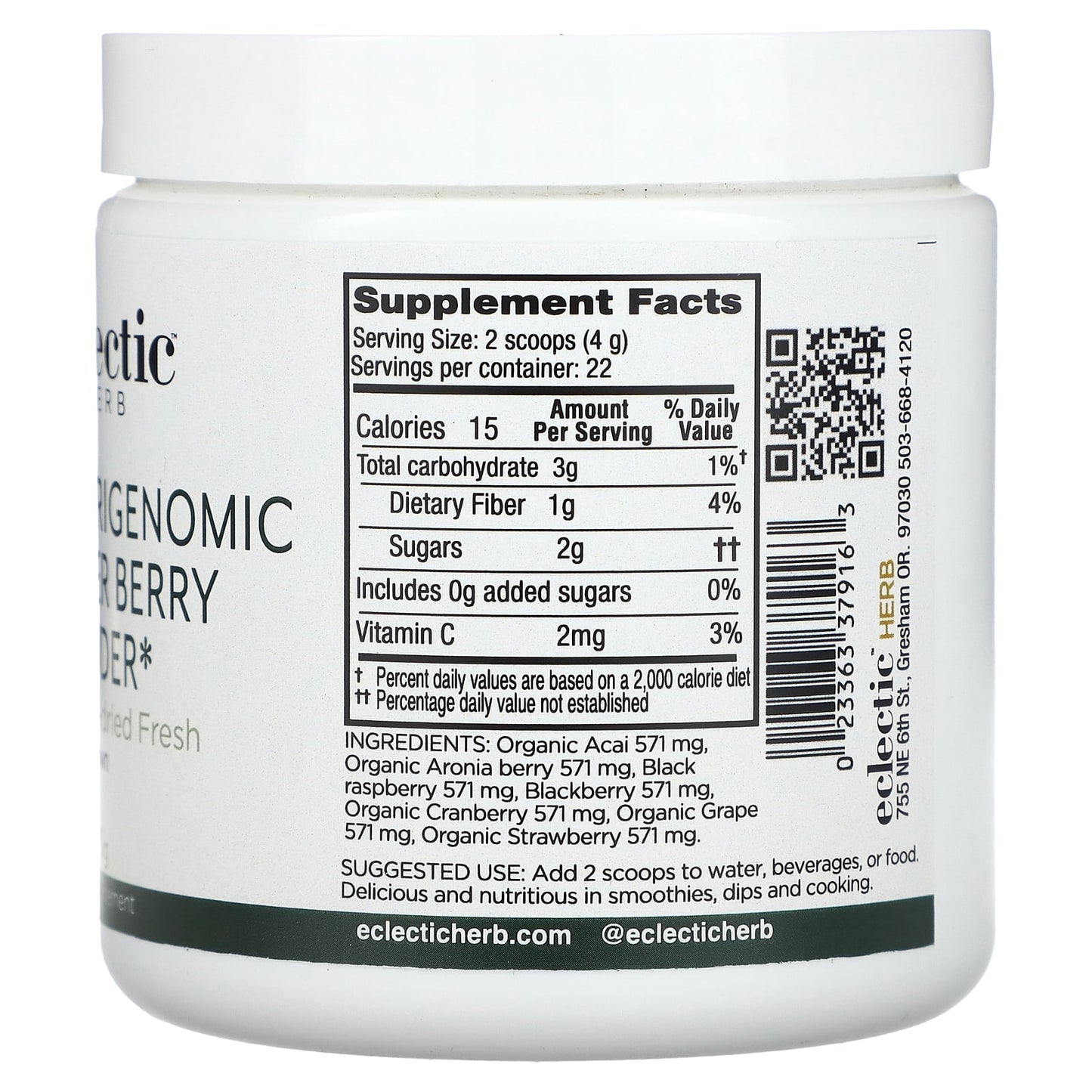 Nutrigenomic Super Berry Powder by Eclectic Herb - 90g - Image 2