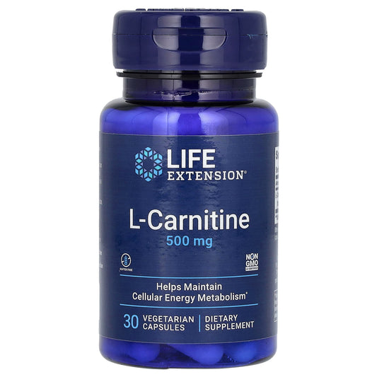 Life Extension, L-Carnitine, 500 mg, 30 Vegetarian Capsules - Image 1