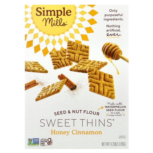 Simple Mills, Seed & Nut Flour, Sweet Thins®, Honey Cinnamon, 4.25 oz (120 g) - Image 1