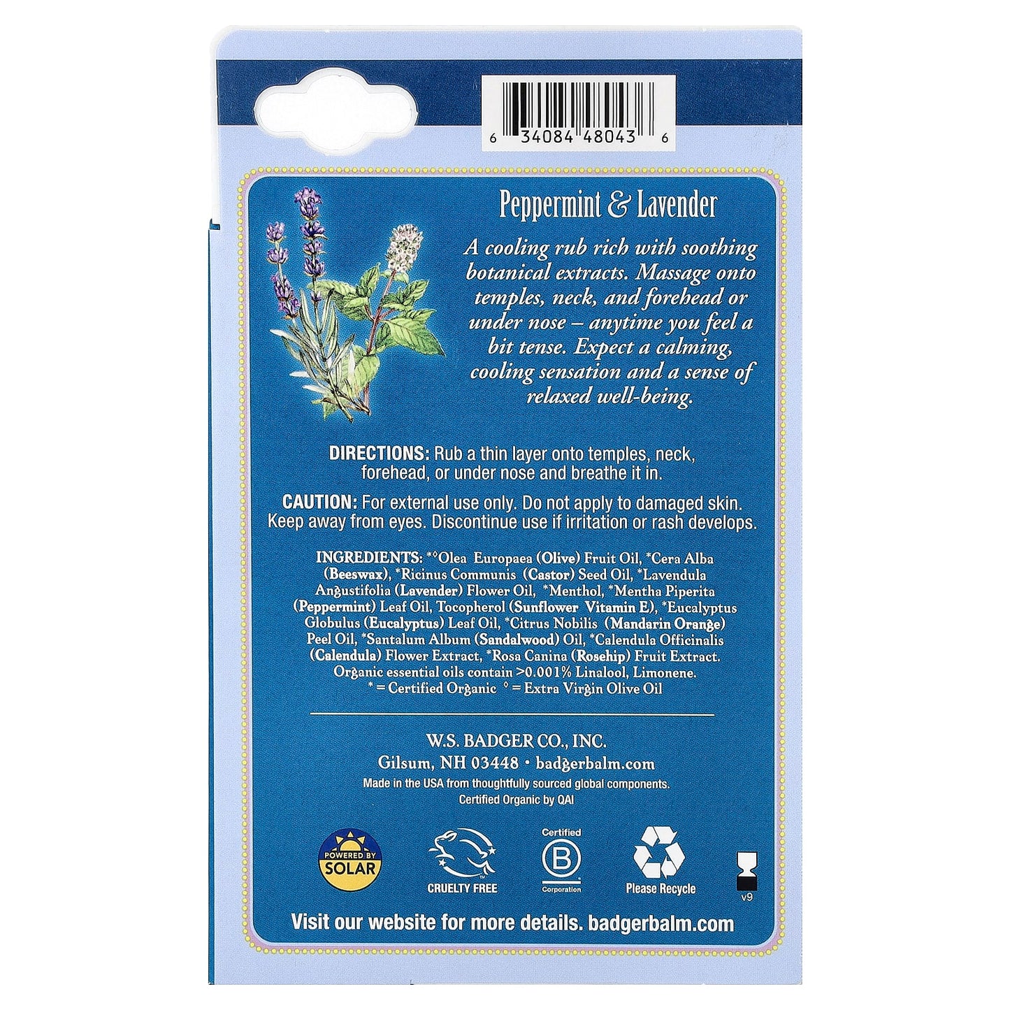 Badger Aromatherapy Headache Soother, Peppermint &amp; Lavender, 0.60 oz - Image 2