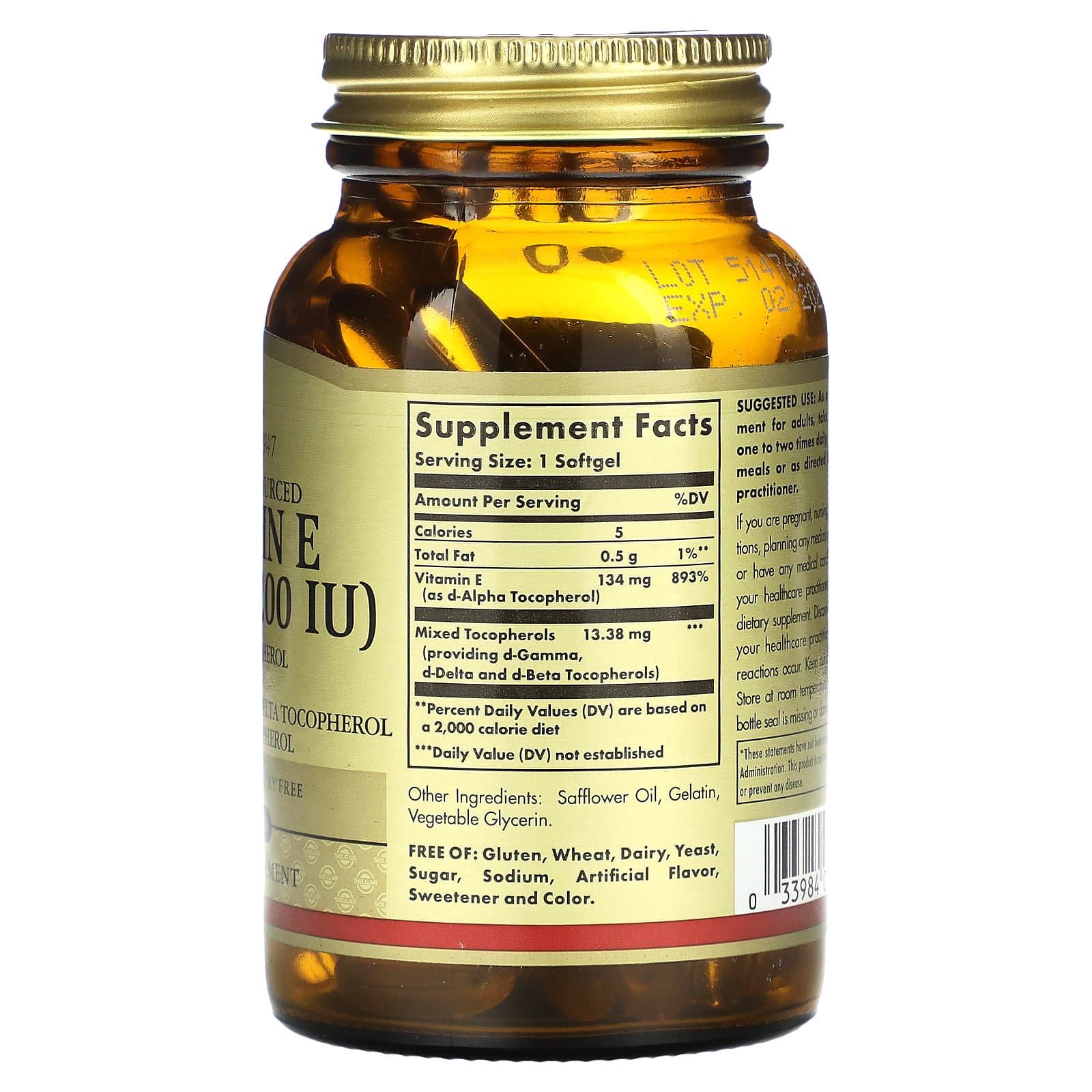 Solgar, Naturally Sourced Vitamin E, 100 Softgels