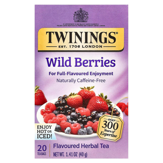 Twinings, Flavored Herbal Tea, Wild Berries, Caffeine Free, 20 Tea Bags, 1.41 oz (40 g) - Image 1