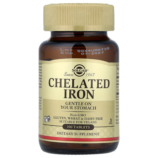 Solgar, Chelated Iron, 100 Tablets (25 mg per Tablet) - Image 1