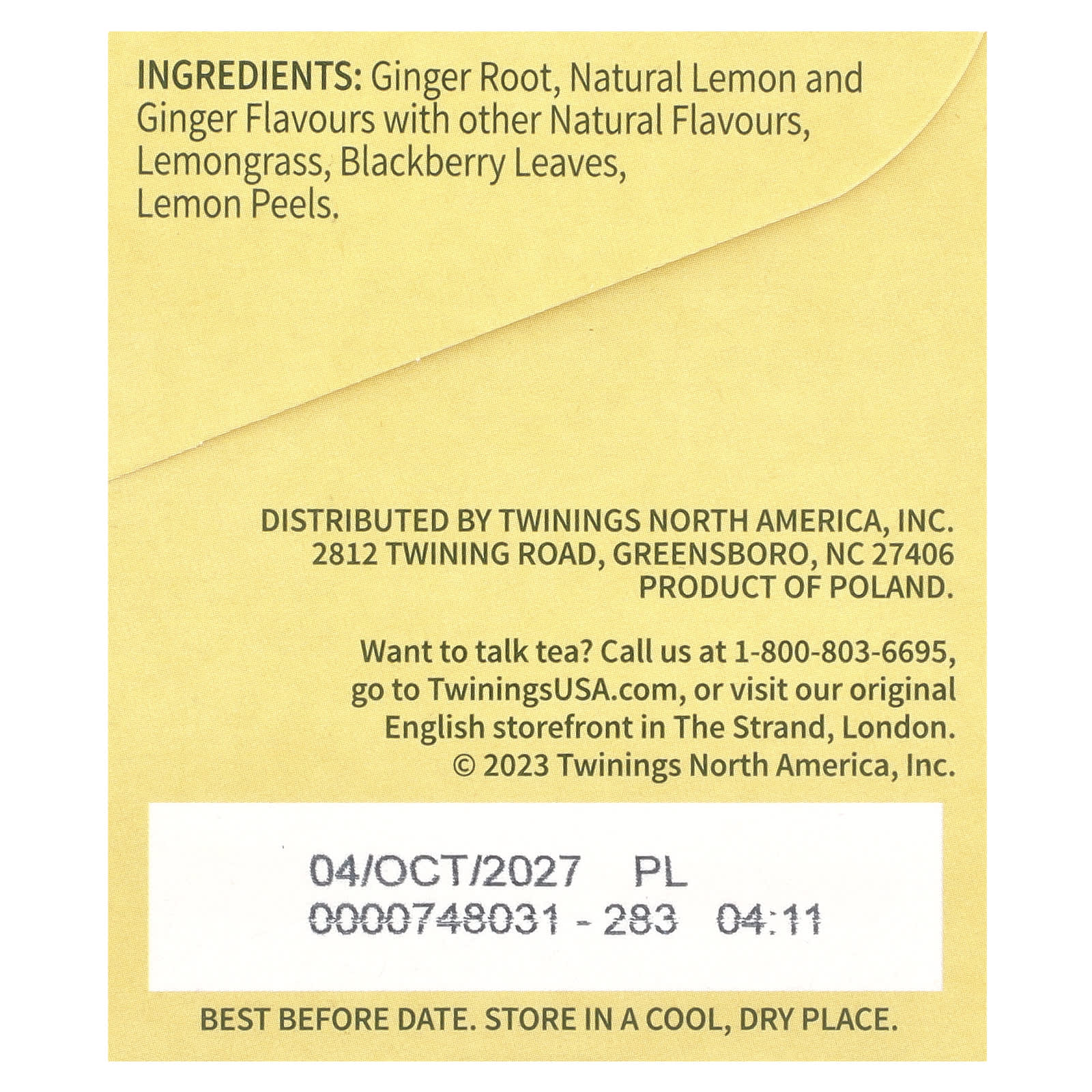 Twinings, Flavored Herbal Tea, Lemon & Ginger, Caffeine Free, 20 Tea Bags, 1.06 oz (30 g) - Image 2