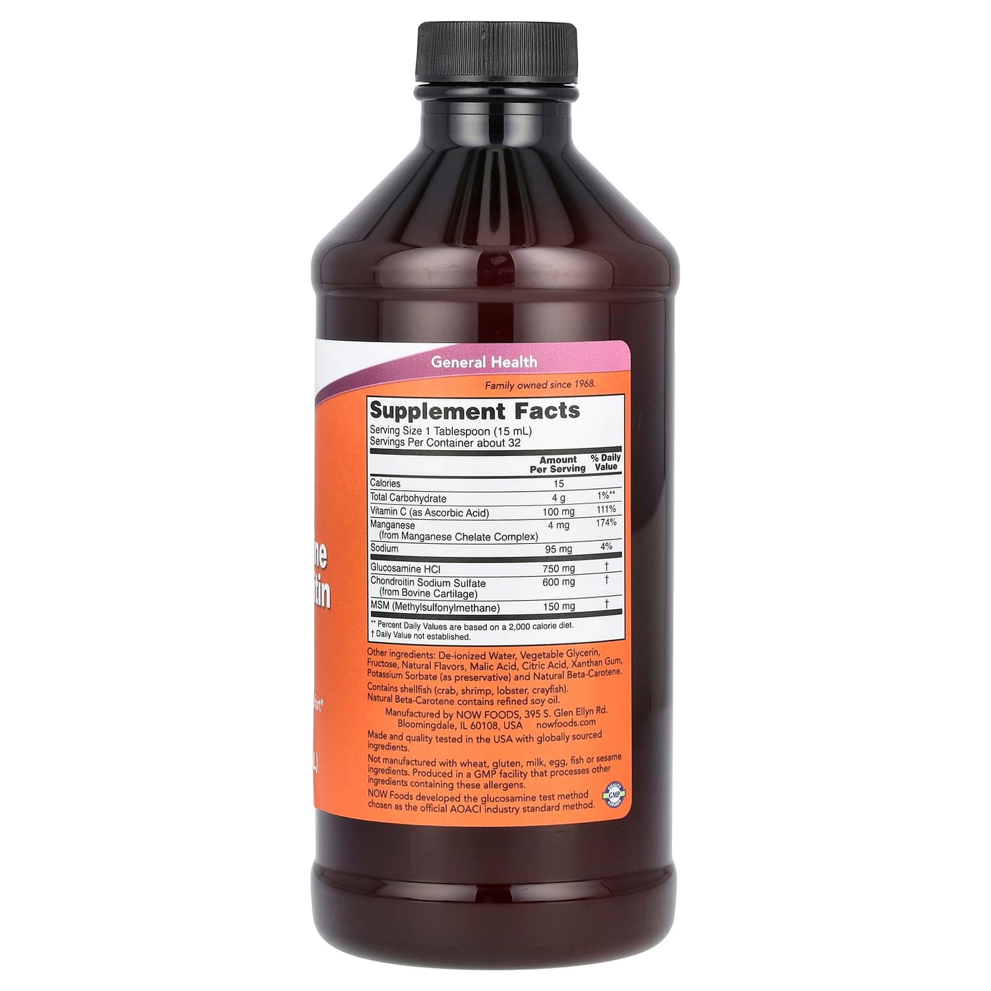 NOW Foods, Liquid Glucosamine & Chondroitin with MSM, Citrus, 16 fl oz (473 ml) - Image 2