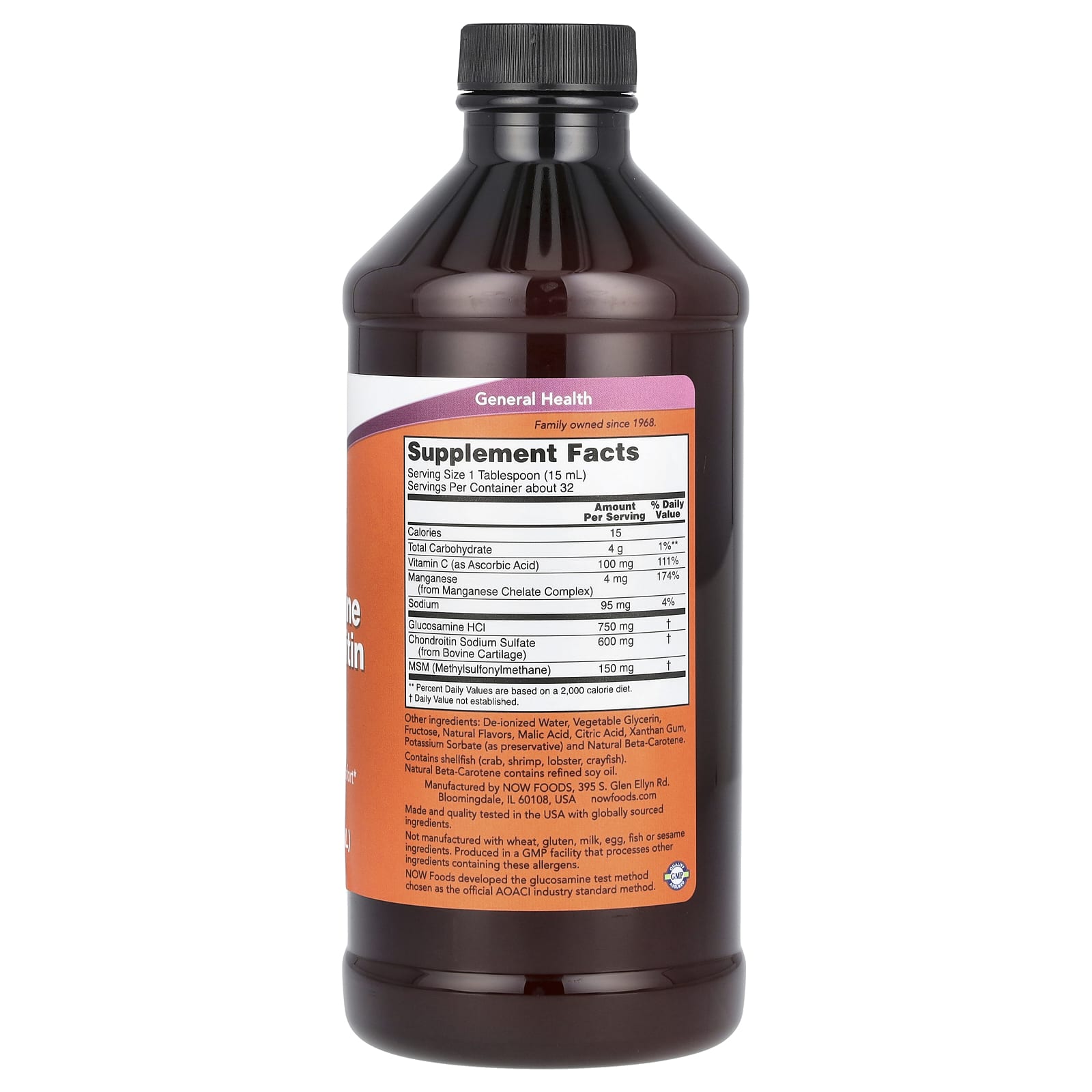 NOW Foods, Liquid Glucosamine & Chondroitin with MSM, Citrus, 16 fl oz (473 ml) - Image 2