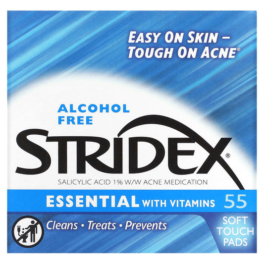 Stridex, Essential with Vitamins, Alcohol Free, 55 Soft Touch Pads - Image 1