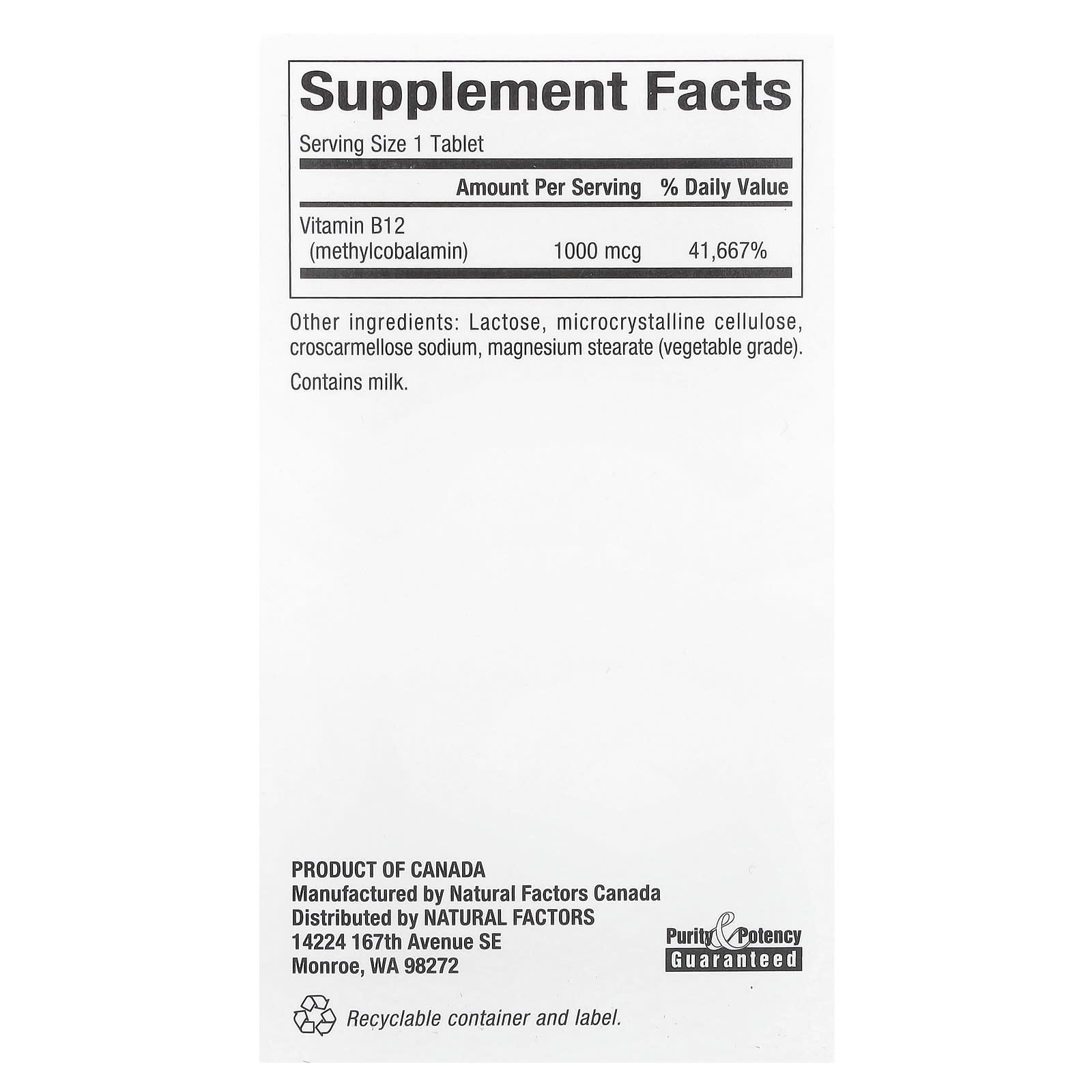 Natural Factors, B12, Methylcobalamin, 1,000 mcg, 180 Chewable Tablets - Image 2