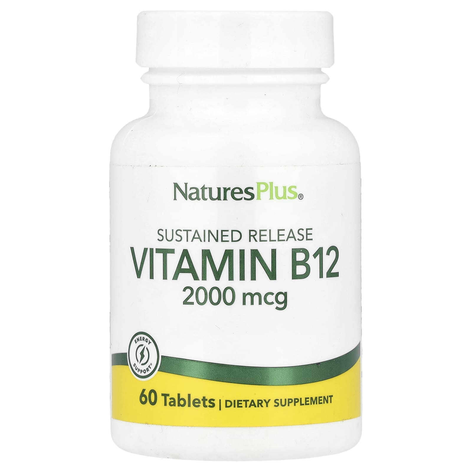 NaturesPlus, Sustained Release Vitamin B12, 2,000 mcg, 60 Tablets - Image 1