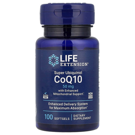 Life Extension, Super Ubiquinol CoQ10 with Enhanced Mitochondrial Support, 50 mg, 100 Softgels - Image 1