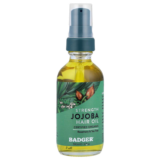 Badger USDA Organic Rosemary & Tea Tree Hair Oil, 2 fl oz - Image 1