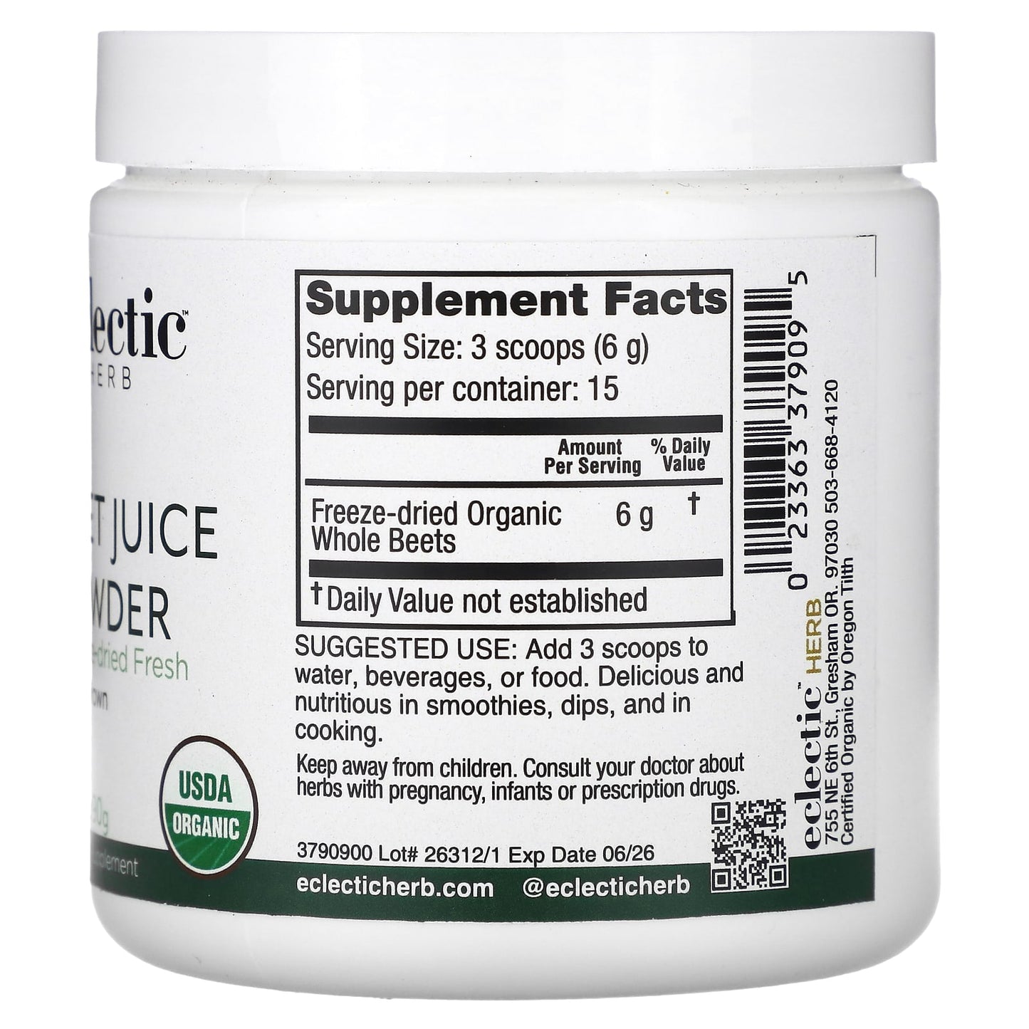 Beet Juice Powder for Cardio Support - Eclectic Herb USDA Organic - Image 2