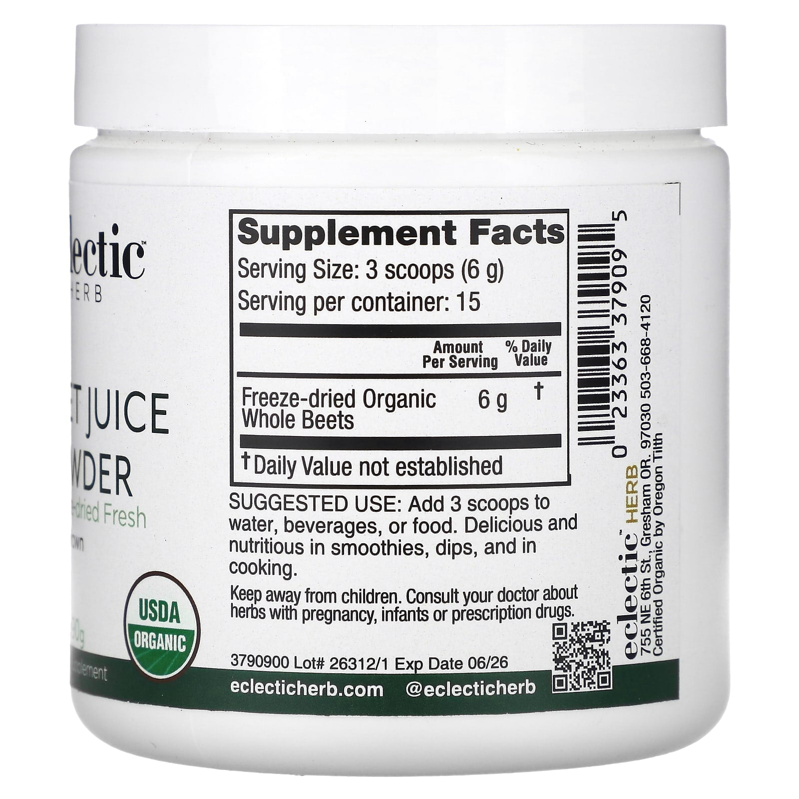 Beet Juice Powder for Cardio Support - Eclectic Herb USDA Organic - Image 2