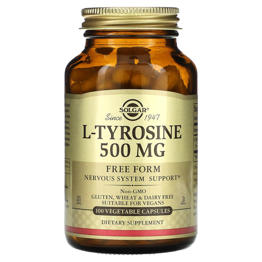 Solgar, L-Tyrosine, 500 mg, 100 Vegetable Capsules - Image 1