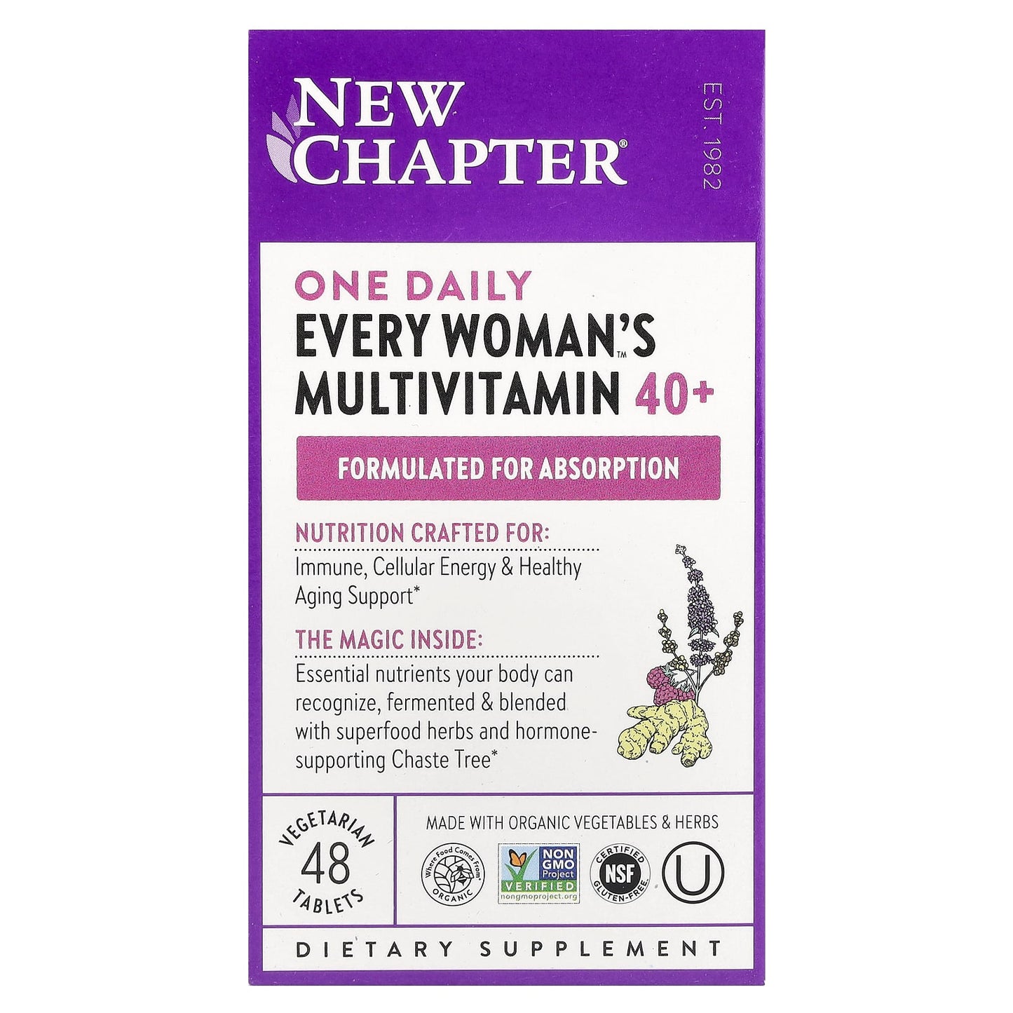 New Chapter, One Daily, Every Woman's™ Multivitamin40+, 48 Vegetarian Tablets - Image 1