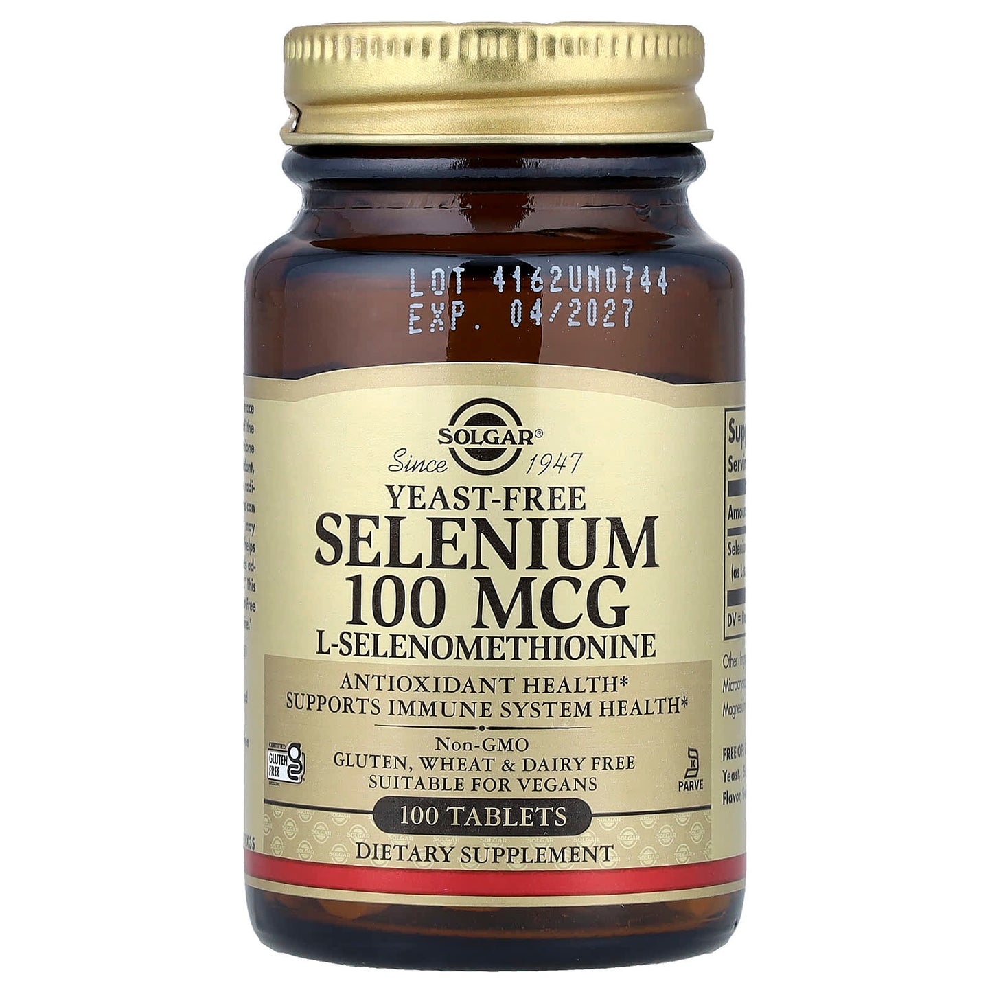 Solgar, Selenium, Yeast-Free, 100 mcg, 100 Tablets - Image 1