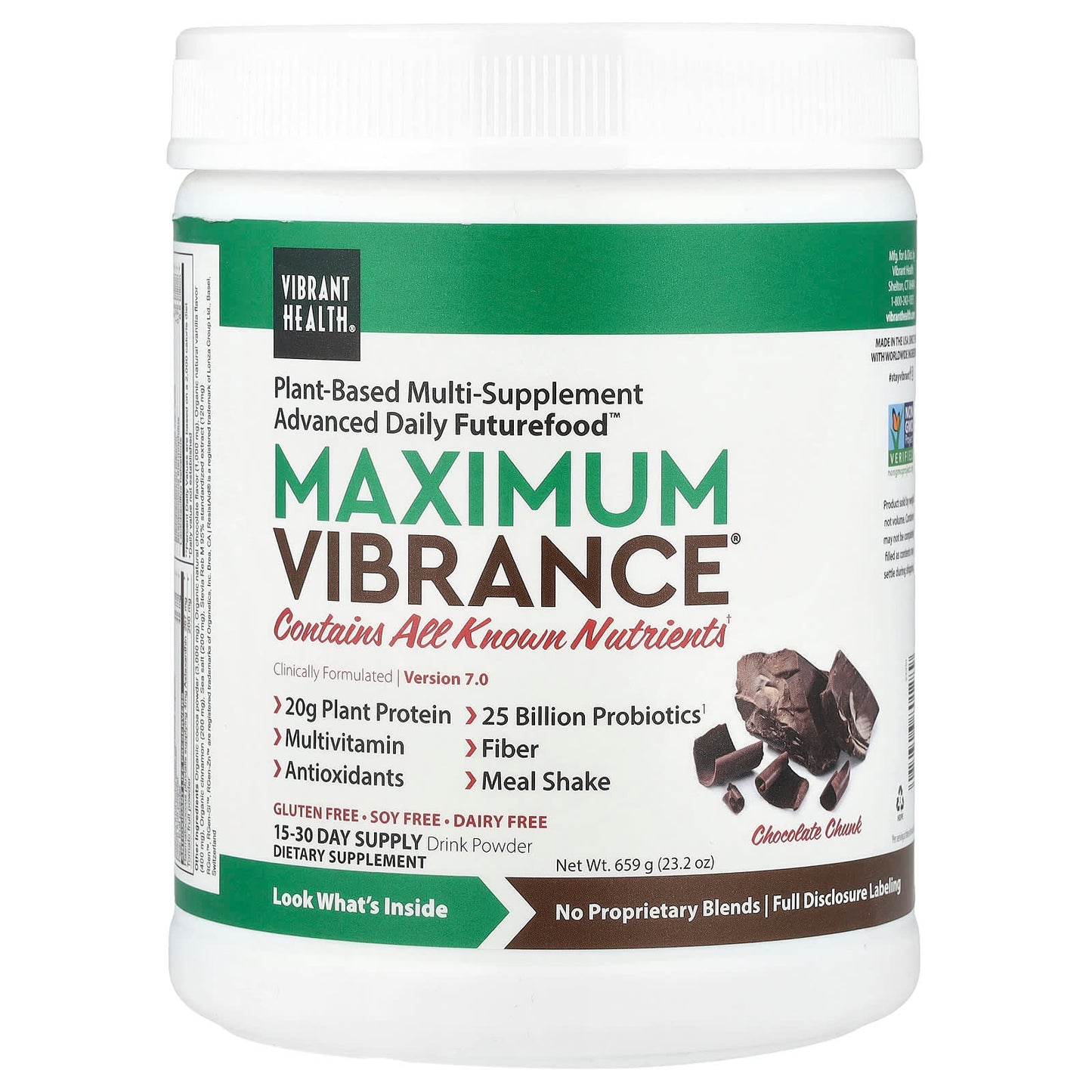 Vibrant Health, Maximum Vibrance®, Version 7, Chocolate Chunk, 23.2 oz (659 g) - Image 1