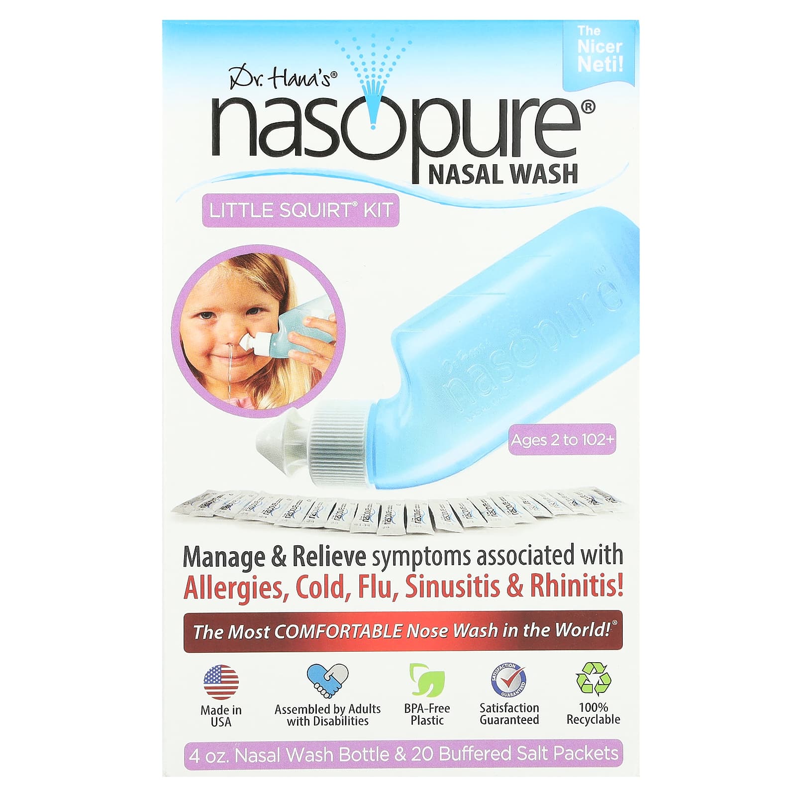 Nasopure, Nasal Wash, Little Squirt Kit, Ages 2 to 102+, 1 Kit - Image 1