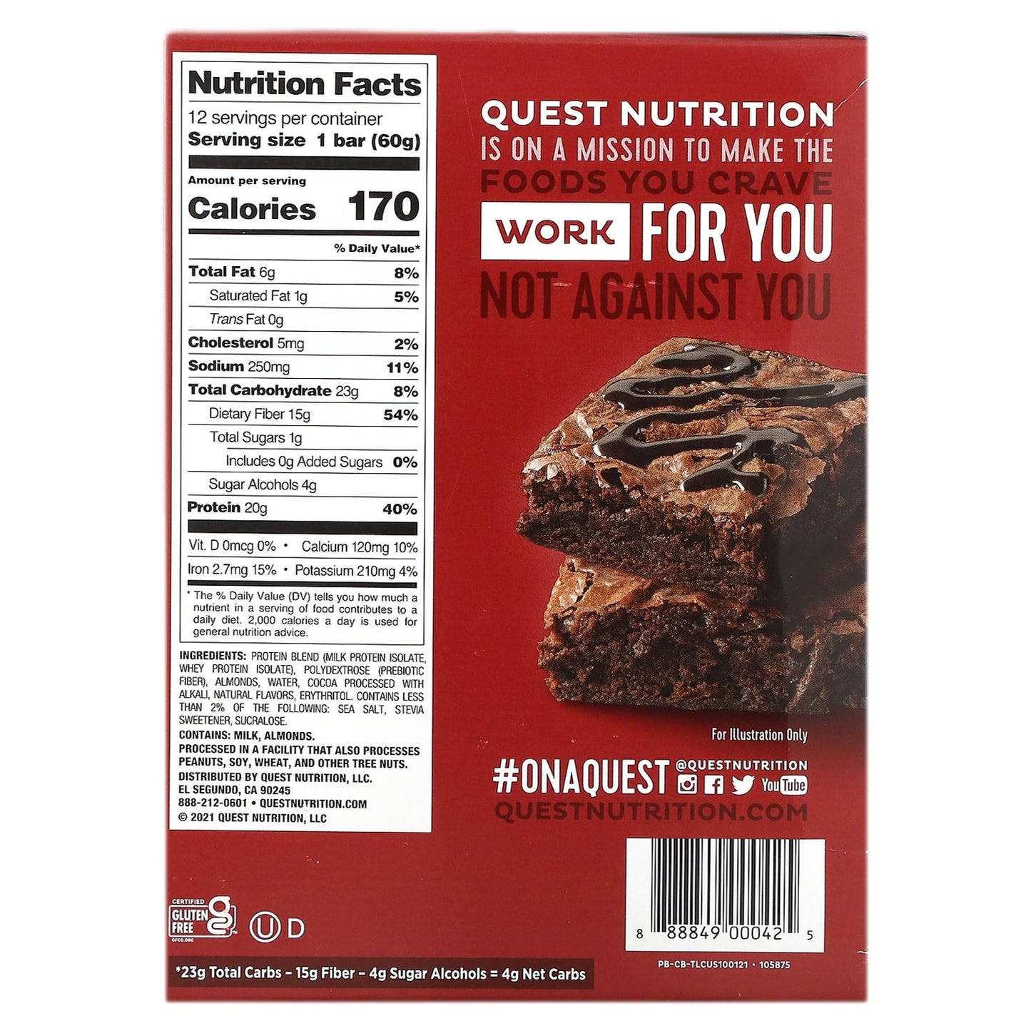 Quest Nutrition, Protein Bar, Chocolate Brownie, 12 Bars, 2.12 oz (60 g) Each - Image 2