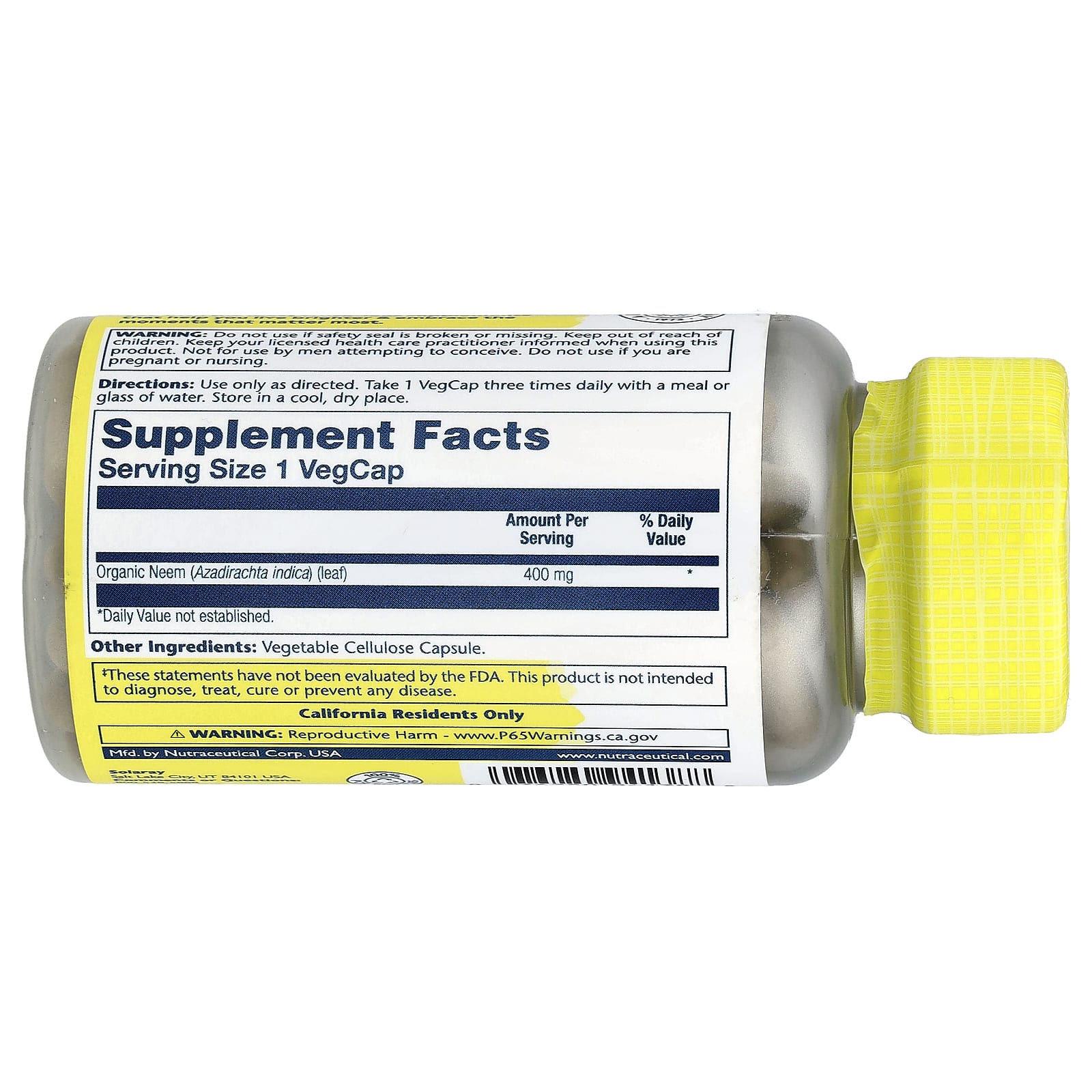 Solaray, Neem, 400 mg, 100 VegCaps - Image 2