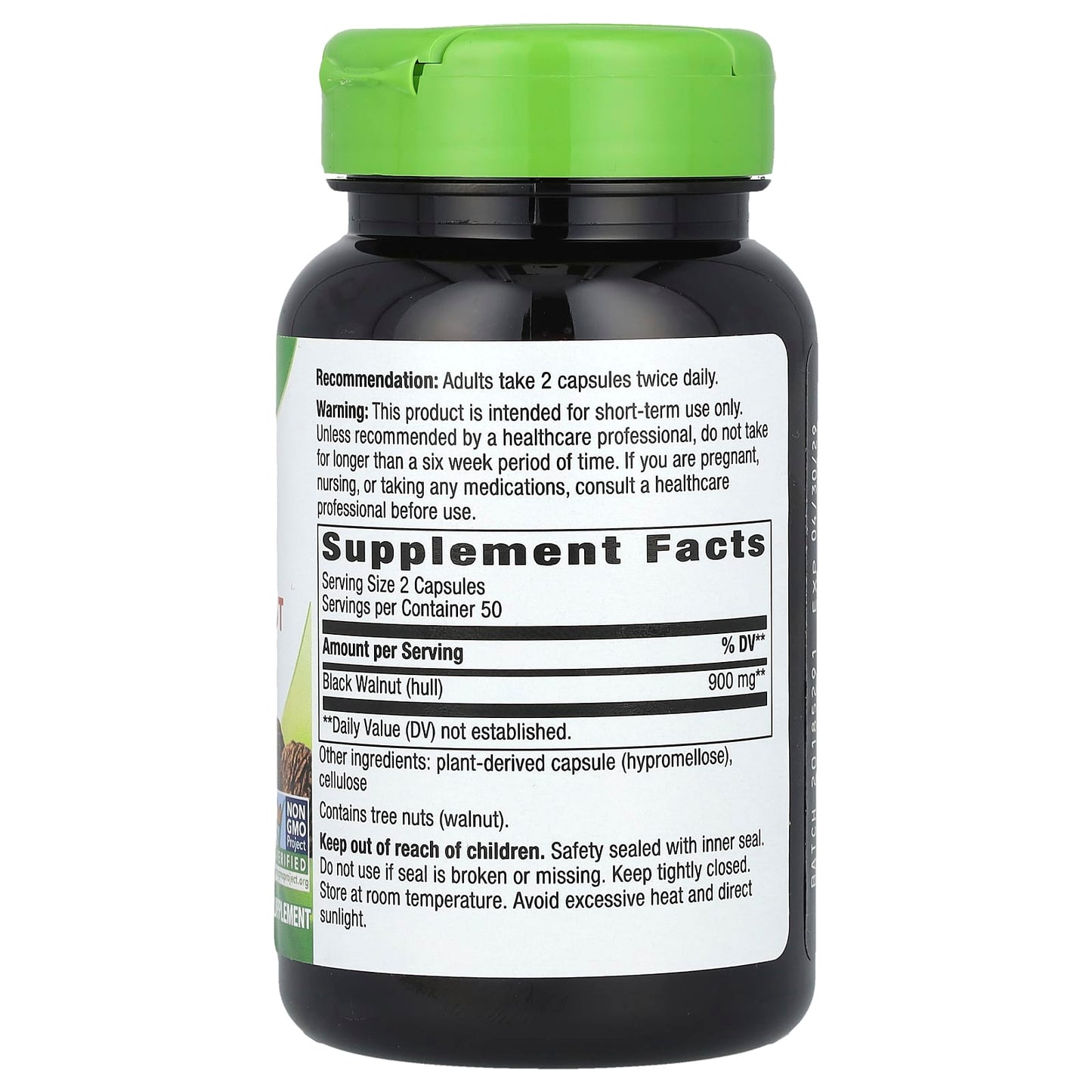 Nature's Way, Black Walnut Hulls, 100 Vegan Capsules (450 mg per Capsule) - Image 2
