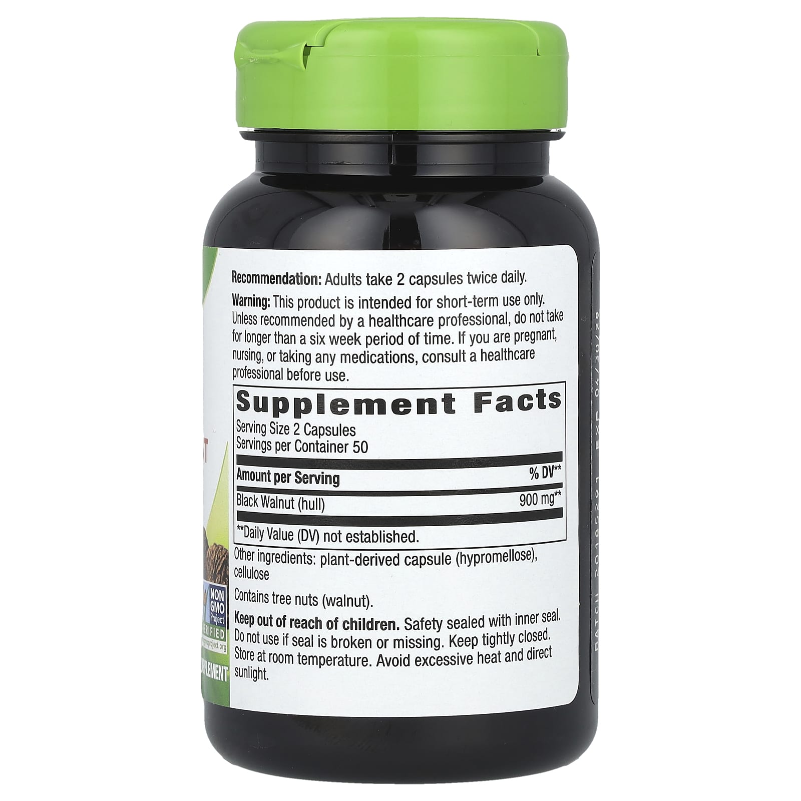 Nature's Way, Black Walnut Hulls, 100 Vegan Capsules (450 mg per Capsule) - Image 2