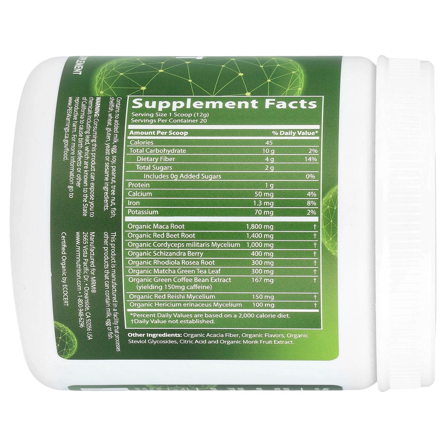 MRM Nutrition, Organic Pre-Workout, Island Fusion, 8.5 oz (240 g) - Image 2
