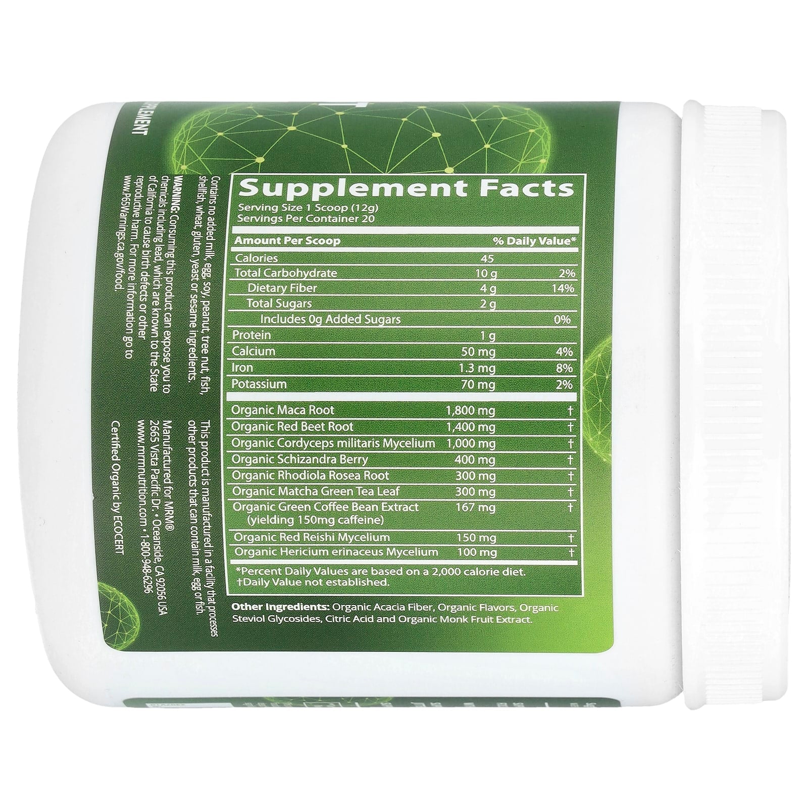 MRM Nutrition, Organic Pre-Workout, Island Fusion, 8.5 oz (240 g) - Image 2