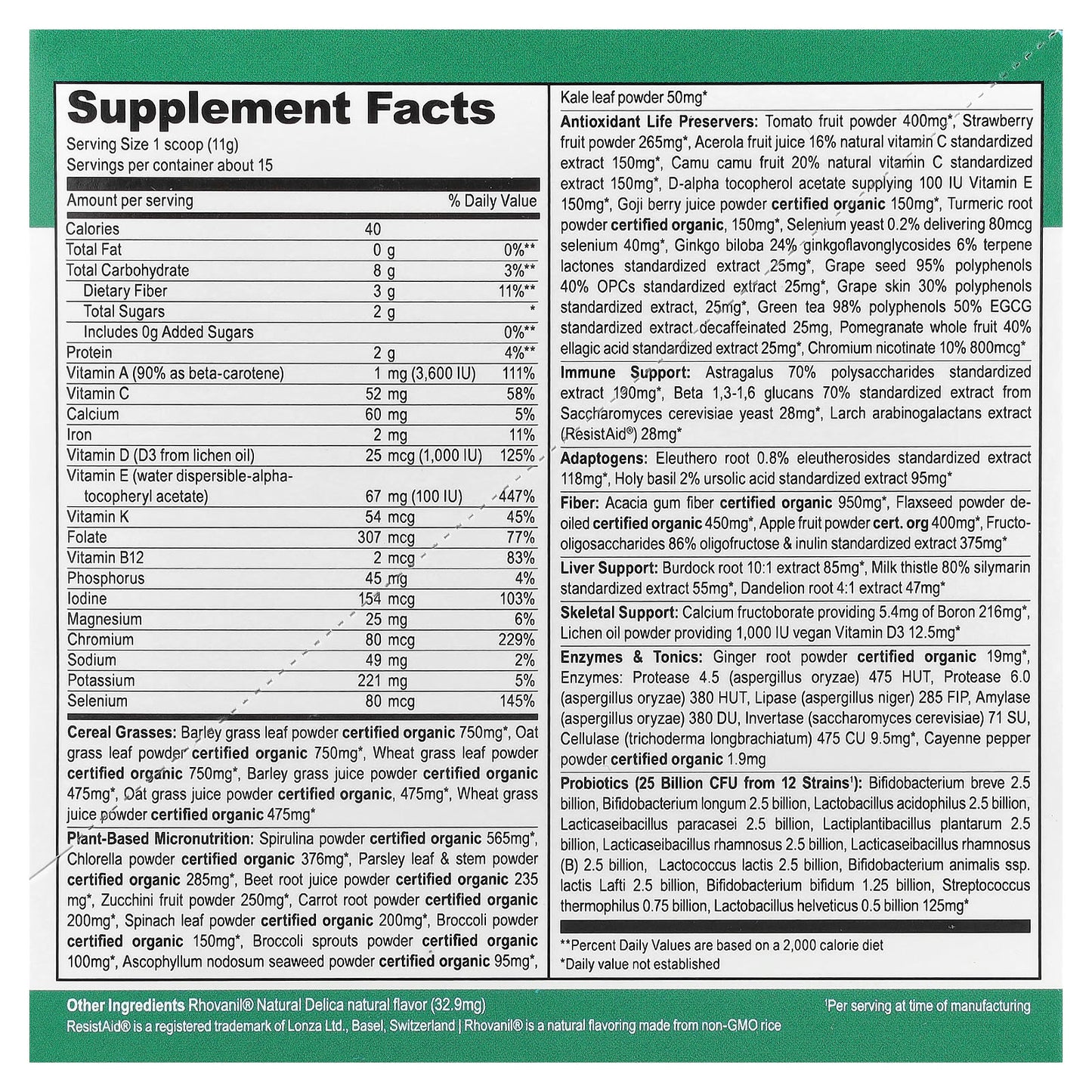 Vibrant Health, Green Vibrance® +25 Billion Probiotics, Version 21.0, 15 To Go Packets, 5.82 oz (165 g) - Image 2