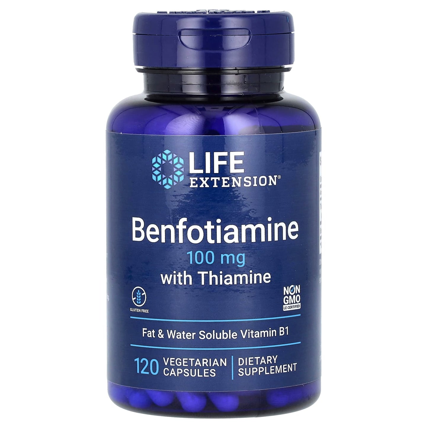 Life Extension, Benfotiamine with Thiamine, 100 mg, 120 Vegetarian Capsules - Image 1