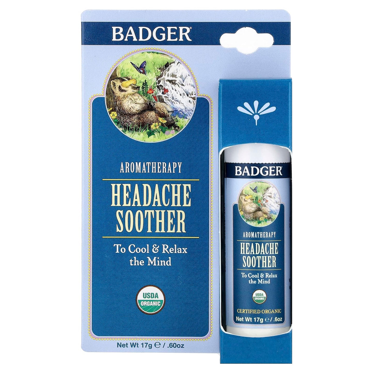 Badger Aromatherapy Headache Soother, Peppermint &amp; Lavender, 0.60 oz - Image 1