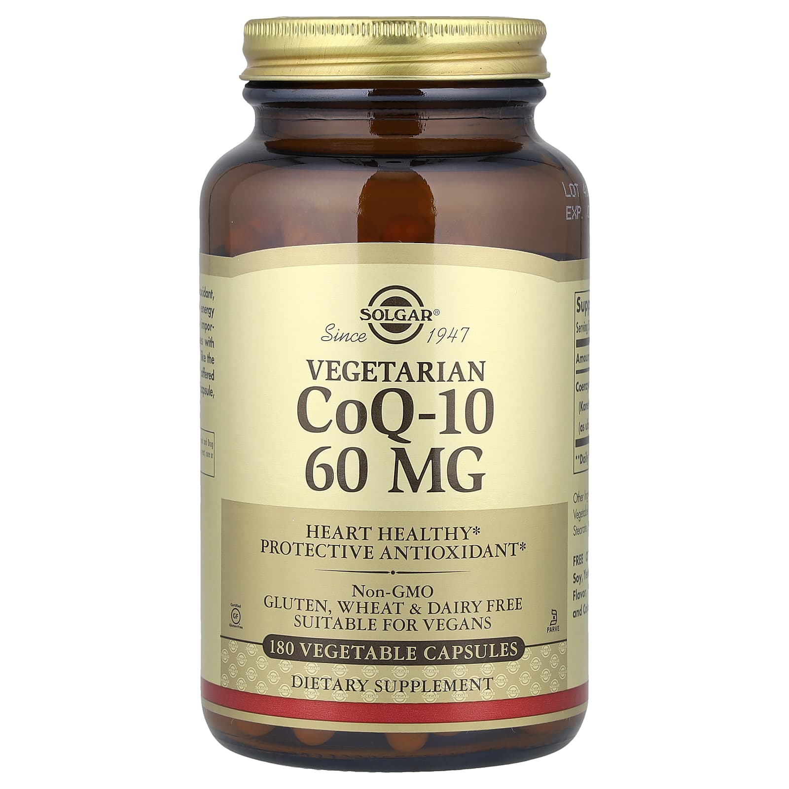 Solgar, Vegetarian CoQ-10, 60 mg, 180 Vegetable Capsules - Image 1