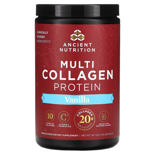 Ancient Nutrition Multi Collagen Protein, 10 Types, Vanilla, 1.04 lb - Image 1