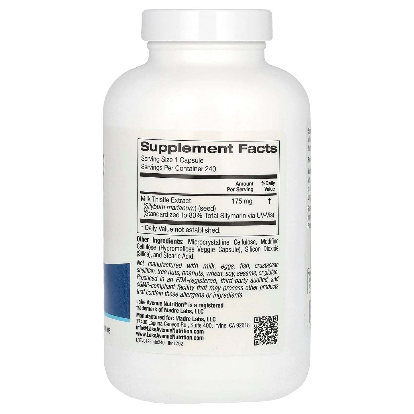 Milk Thistle Extract 175mg, 240 Veggie Capsules by Lake Avenue Nutrition - Image 2