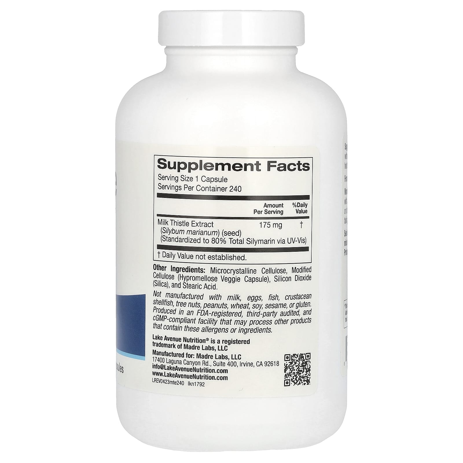 Milk Thistle Extract 175mg, 240 Veggie Capsules by Lake Avenue Nutrition - Image 2