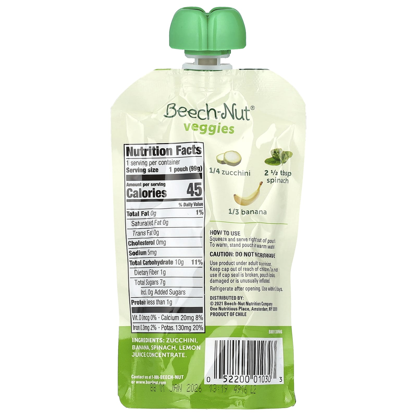 Beech-Nut Stage 2 Veggies Pouches for Babies 6+ Months - Image 2