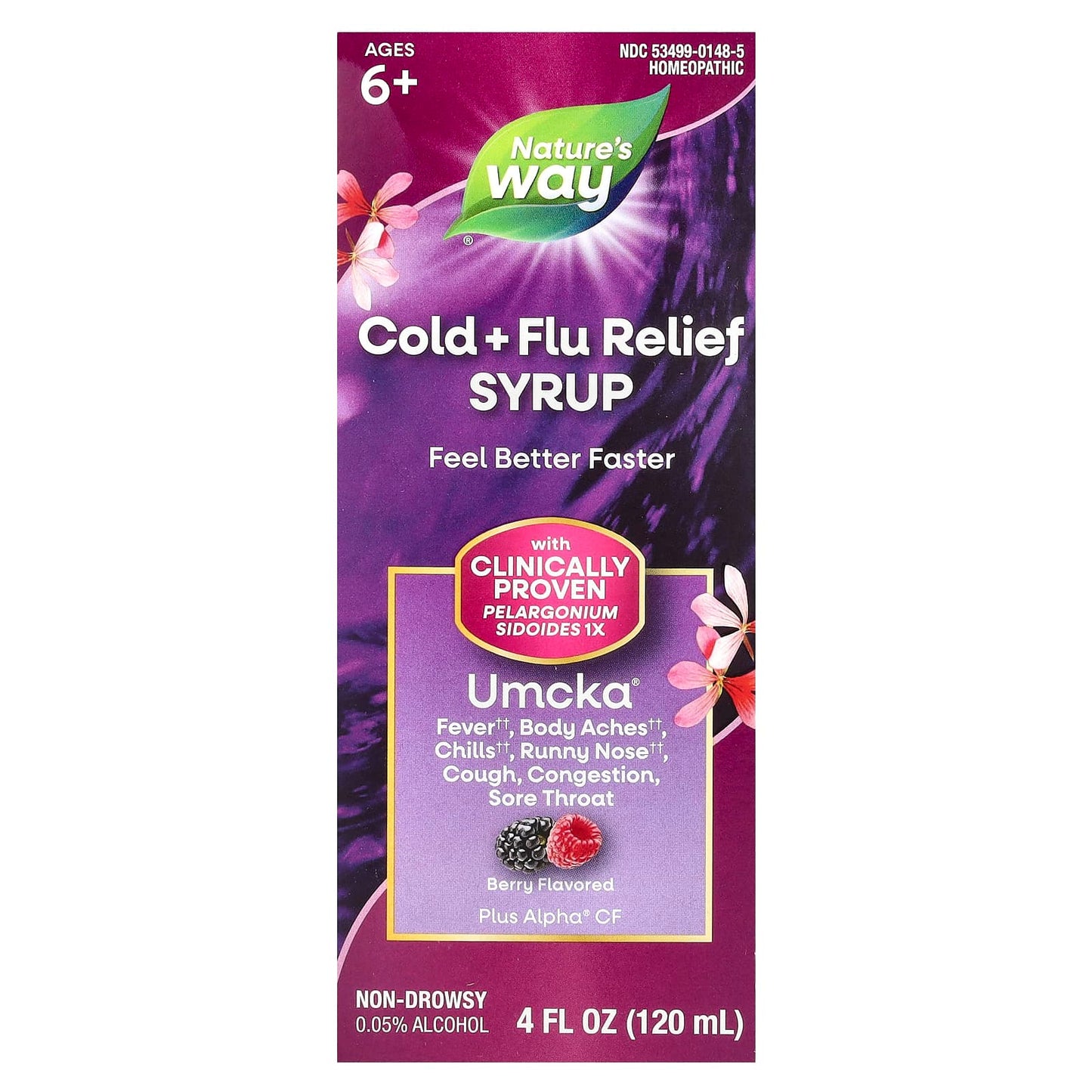 Nature's Way, Umcka®, Cold + Flu Relief, Ages 6+, Berry, 4 fl oz (120 ml) - Image 1