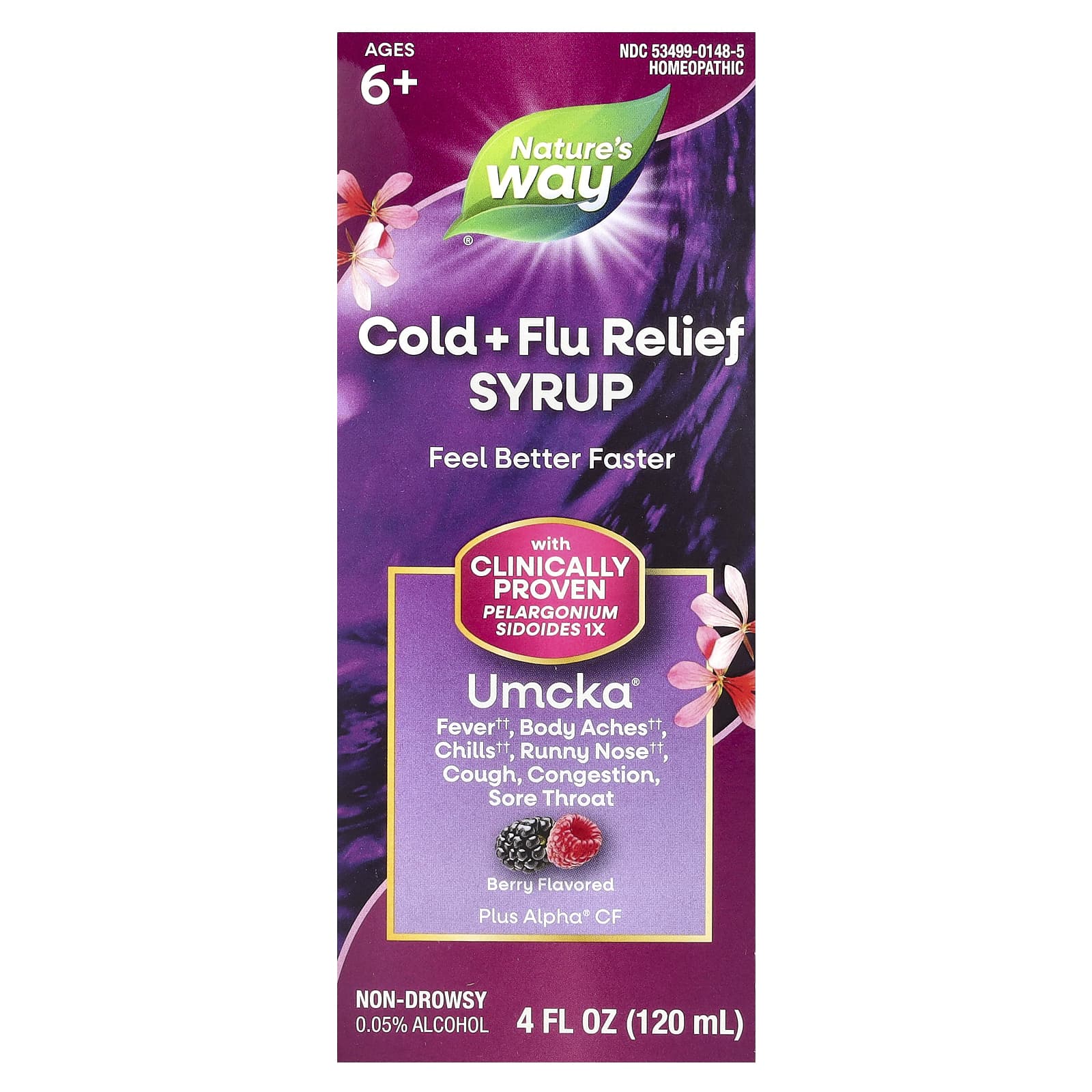 Nature's Way, Umcka®, Cold + Flu Relief, Ages 6+, Berry, 4 fl oz (120 ml) - Image 1