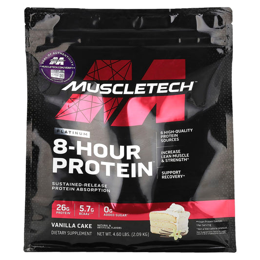 MuscleTech, Platinum 8-Hour Protein™, Vanilla Cake, 4.6 lbs (2.09 kg) - Image 1