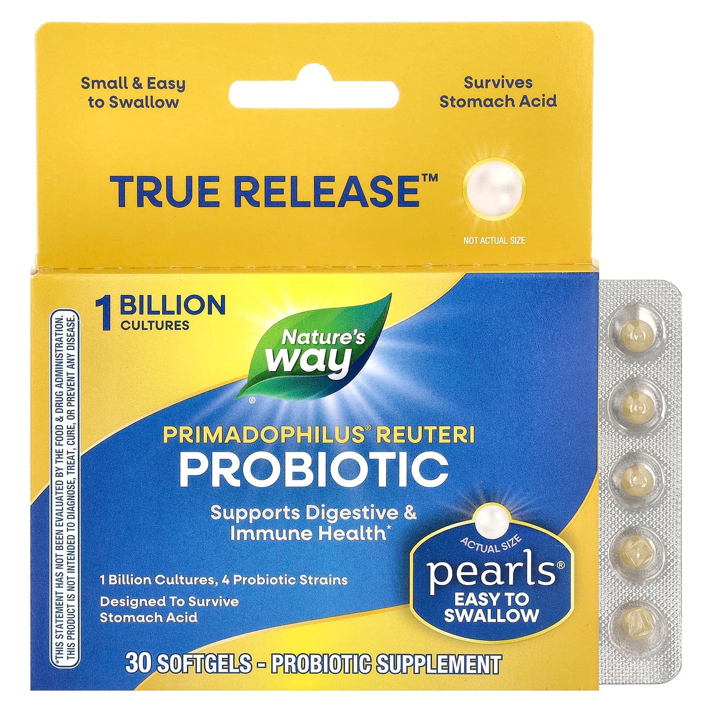 Nature's Way, Primadophilus Reuteri Probiotic, 1 Billion, 30 Softgels - Image 1