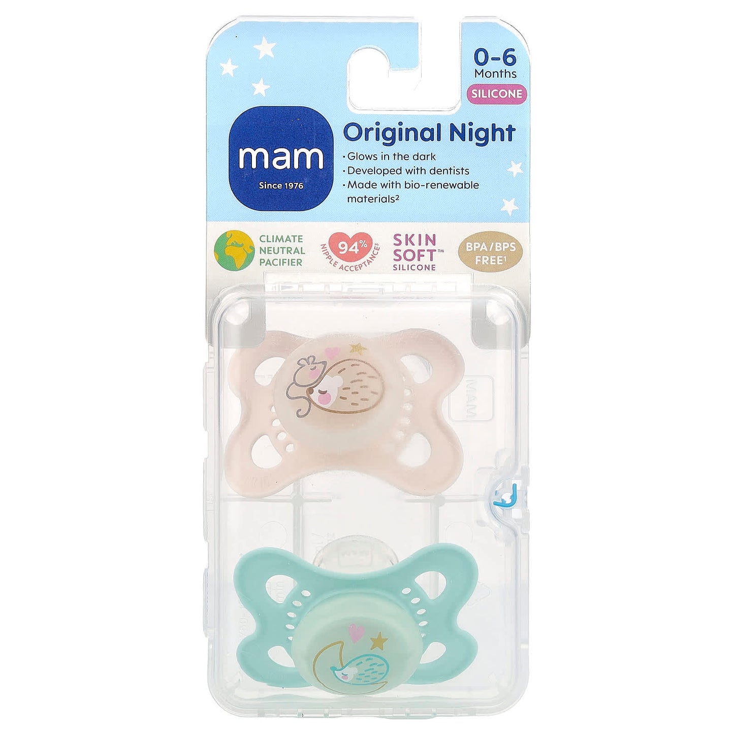 MAM, Original Night, Pacifier, 0-6 Months, 2 Count - Image 1