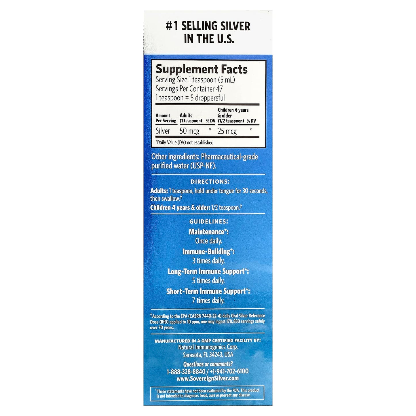Sovereign Silver, Bio-Active Silver Hydrosol™ Dropper-Top, Daily + Immune Support, 10 PPM, 8 fl oz (236 ml) - Image 2