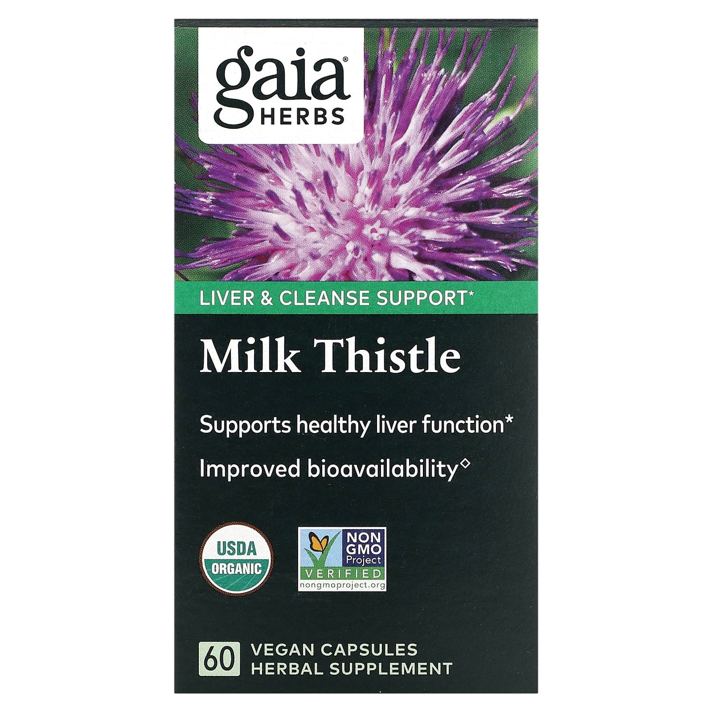 Gaia Herbs Milk Thistle 60 Vegan Capsules for Healthy Liver Function - Image 1